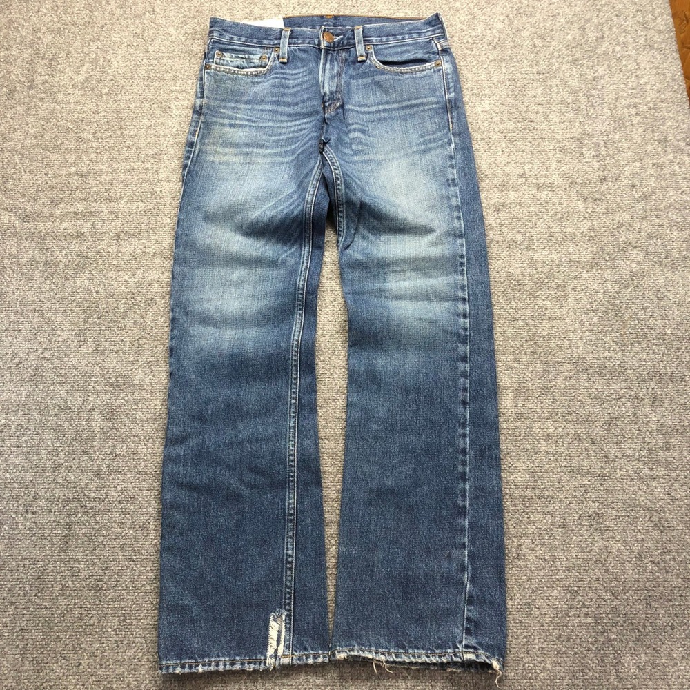 Hollister California Mens Straight Leg Jeans Medium Wash Distressed 29x32